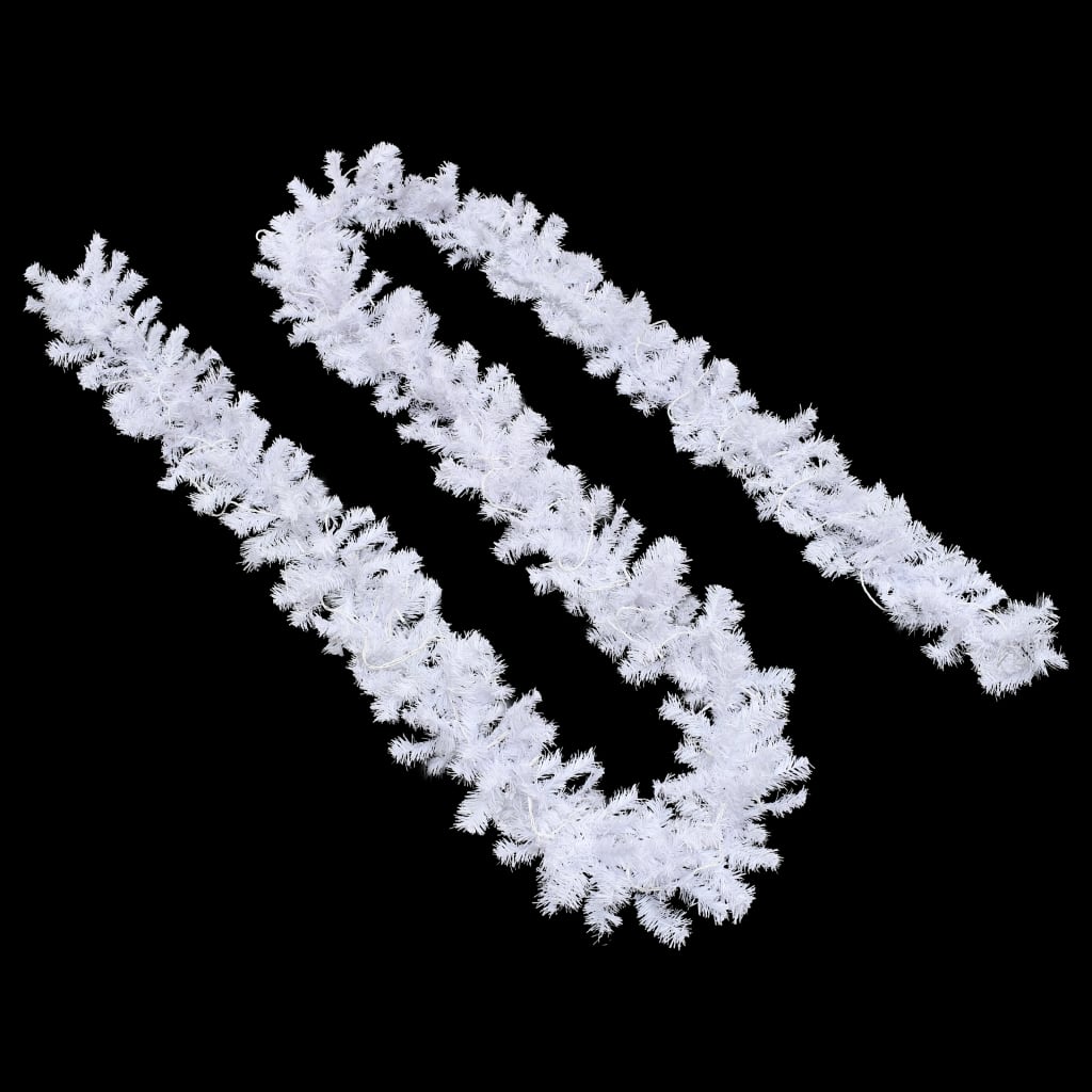 Christmas Garland with LED Lights 10 m White - Gardeningtoolsonline