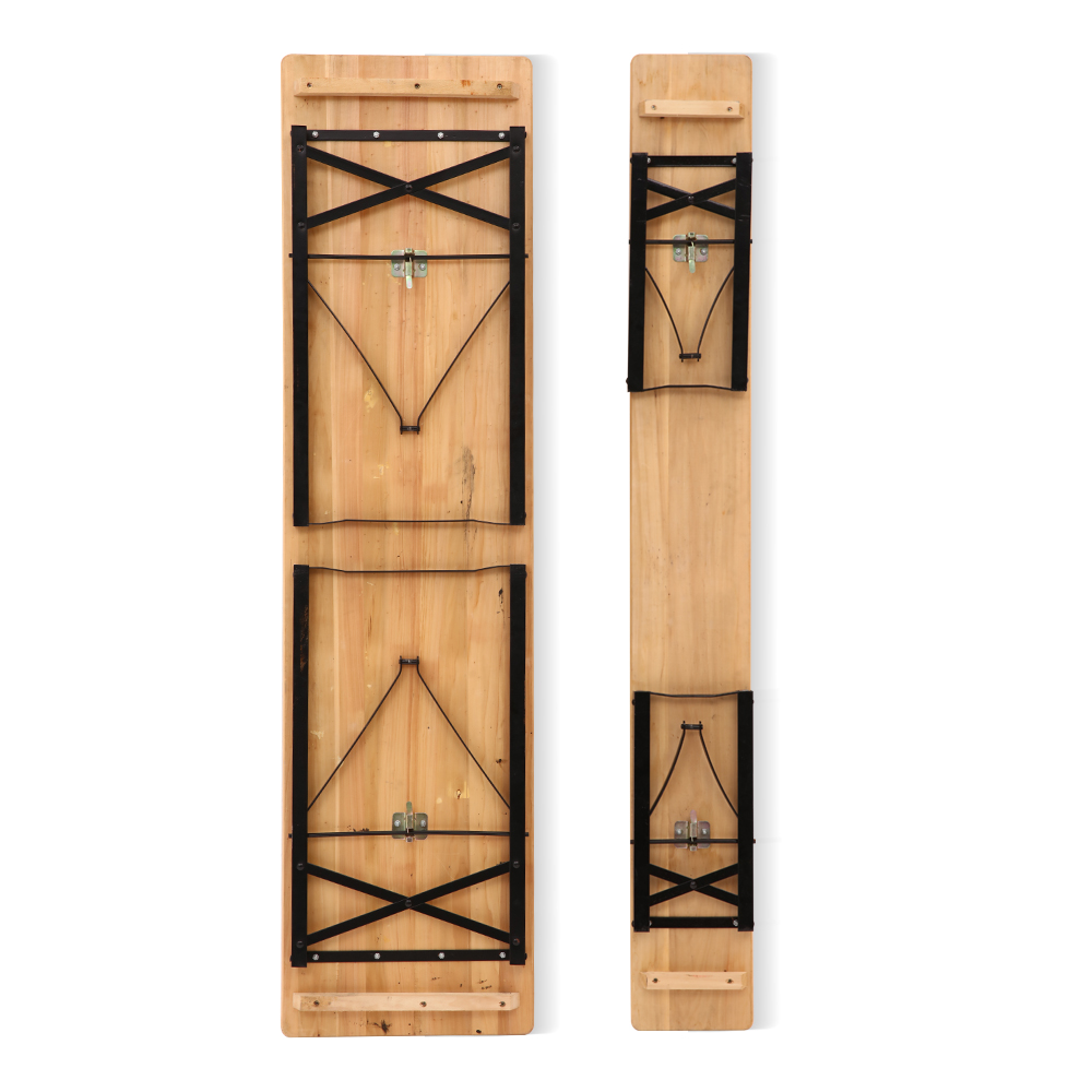 Artiss Wooden Outdoor Foldable Bench Set - Natural - Gardeningtoolsonline