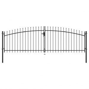 Double Door Fence Gate with Spear Top 400x150 cm