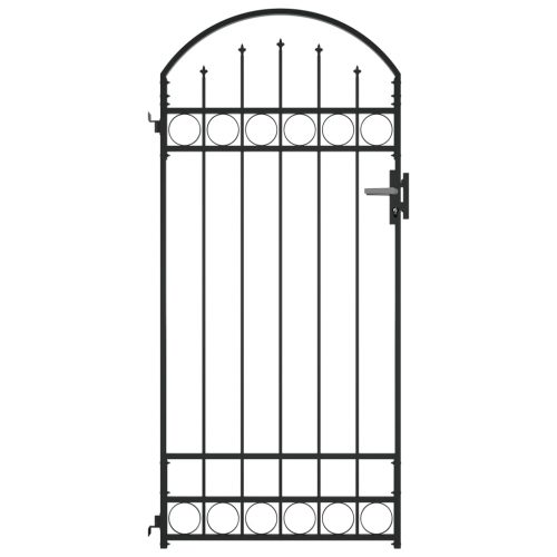 Fence Gate with Arched Top Steel 89×200 cm Black