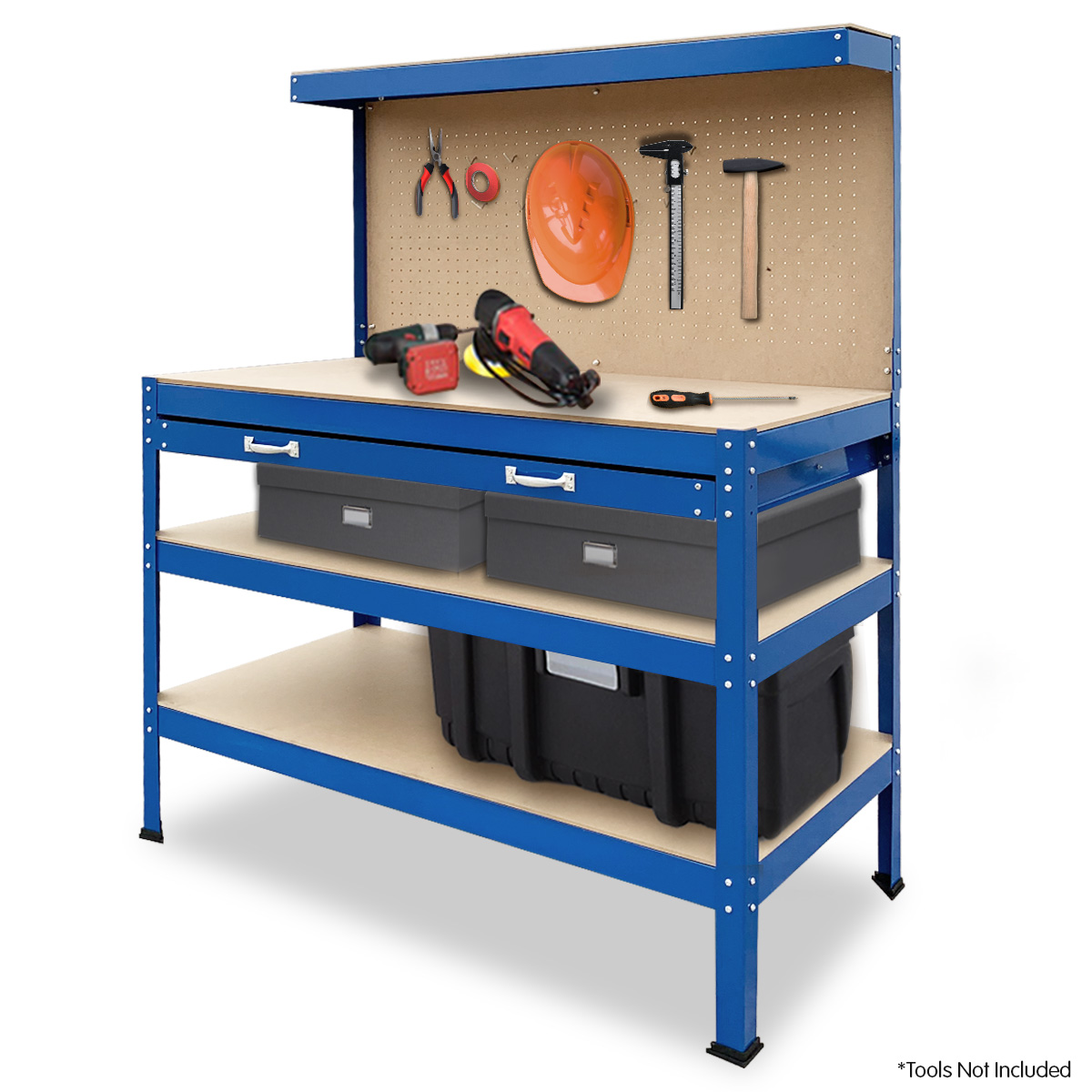 3-Layered Work Bench Garage Storage Table Tool Shop Shelf Blue ...