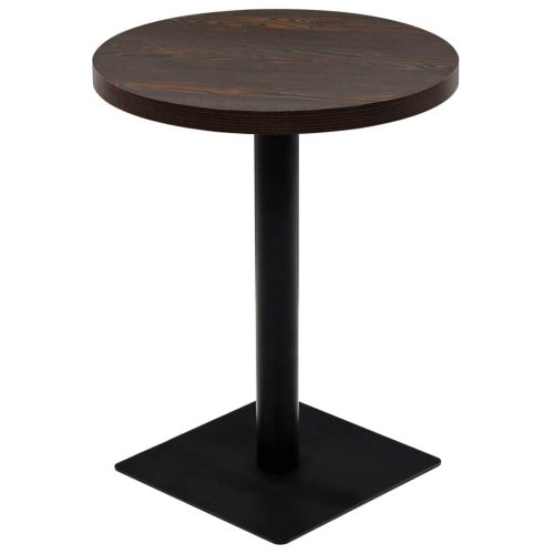 Bistro Table MDF and Steel Round 60×75 cm Dark Ash