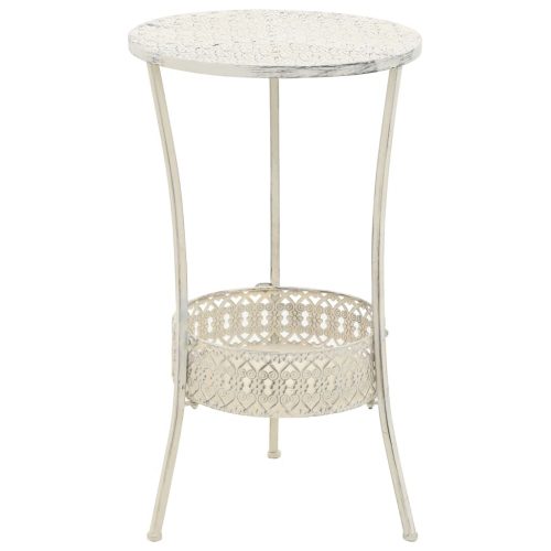 Bistro Table Vintage Style Round Metal 40×70 cm White