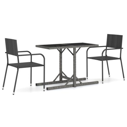 3 Piece Garden Dining Set Black - Gardeningtoolsonline