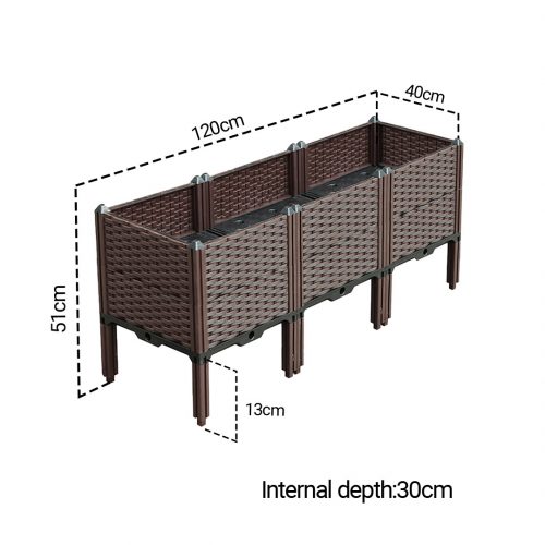 120CM Tall Elevated Raised Garden Bed Plants Vegetable Herb Flower Outdoor Plastic Planter Box