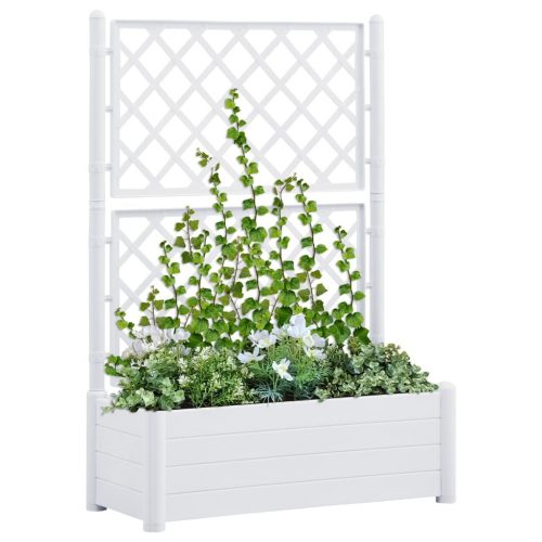 Garden Planter with Trellis 100x43x142 cm PP White