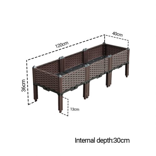 120cm Single Row 3 Boxes Raised Planter Box Vegetable Herb Flower Outdoor Plastic Plants Garden Bed with Legs