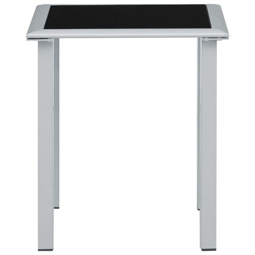 Garden Table Black and Silver 41x41x45 cm Steel and Glass