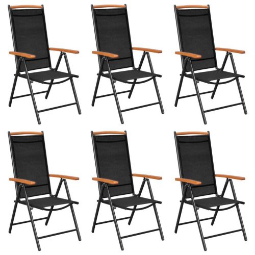 Folding Garden Chairs 6 pcs Textilene Black