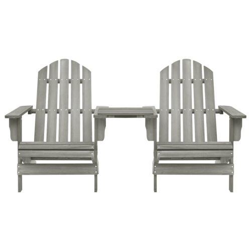 Garden Adirondack Chairs with Tea Table Solid Fir Wood Grey