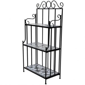 Plant Stand Plant Display Black White Mosaic Pattern