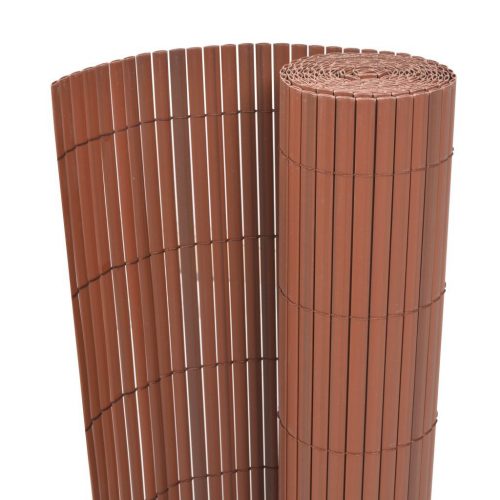 Double-Sided Garden Fence PVC 90×300 cm Brown