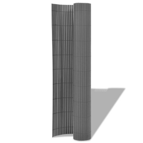 Double-Sided Garden Fence PVC 90×500 cm Grey