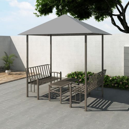 Garden Pavilion with Table and Benches 2.5×1.5×2.4 m Anthracite