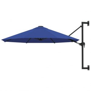 Wall-Mounted Parasol with Metal Pole 300 cm Blue
