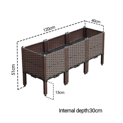 2X 120cm Raised Planter Box Vegetable Herb Flower Outdoor Plastic Plants Garden Bed with Legs Deepen