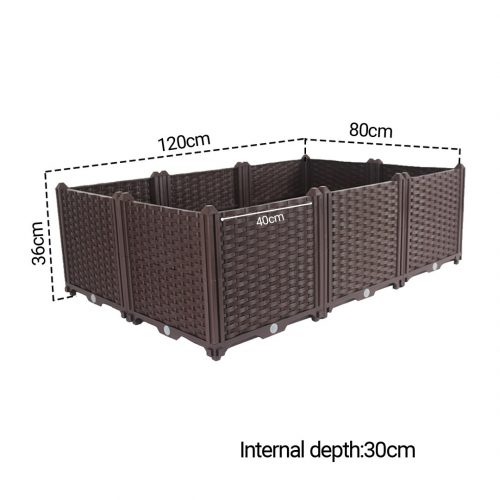 2X 120cm Raised Planter Box Vegetable Herb Flower Outdoor Plastic Plants Garden Bed Deepen