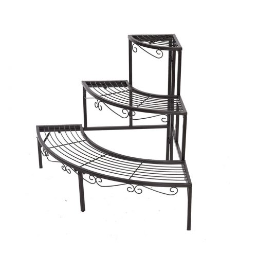 2x Outdoor Indoor Plant Stand Garden Metal 3 Tier Planter Corner Shelf