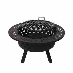 Fire Pit BBQ Grill Outdoor Fireplace Camping Firepit Steel Portable 38