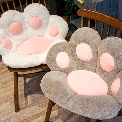2X 70cm Grey Paw Shape Cushion Warm Lazy Sofa Decorative Pillow Backseat Plush Mat Home Decor