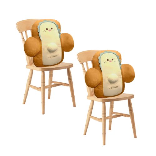 2X Happy Face Toast Bread Cushion Stuffed Car Seat Plush Cartoon Back Support Pillow Home Decor