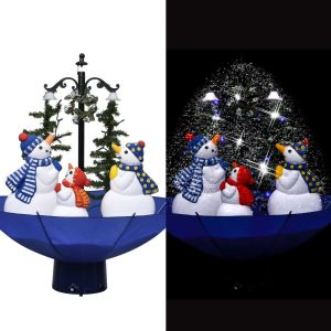 Snowing Christmas Tree with Umbrella Base Blue 75 cm PVC