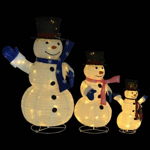 Decorative Christmas Snowman Family Figures with LED Luxury Fabric