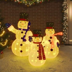 Decorative Christmas Snowman Family Figures with LED Luxury Fabric