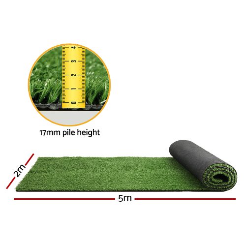 Artificial Grass 17mm 2mx5m 10sqm Synthetic Fake Turf Plants Plastic Lawn Olive