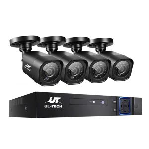 4CH 5 IN 1 DVR CCTV Security System Video Recorder 4 Cameras 1080P HDMI Black