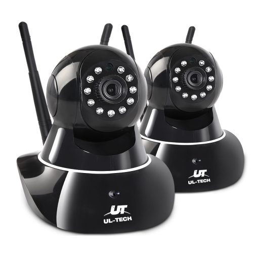 UL Tech Set of 2 1080P Wireless IP Cameras – Black