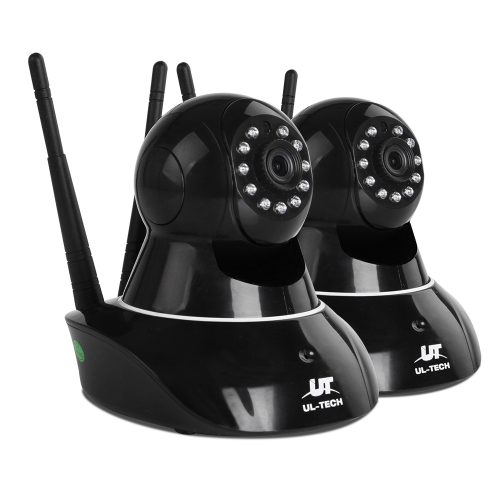 UL Tech Set of 2 1080P Wireless IP Cameras – Black