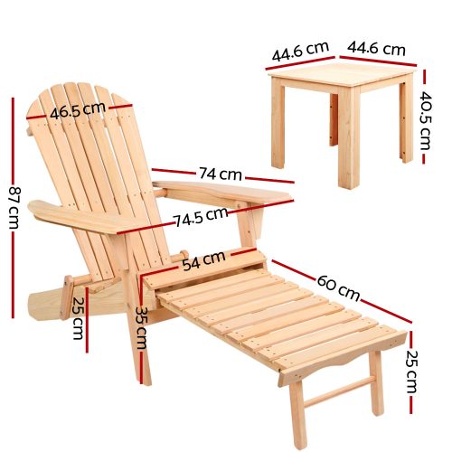 3 Piece Outdoor Beach Chair and Table Set