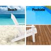 Outdoor Sun Lounge Beach Chairs Table Setting Wooden Adirondack Patio – White