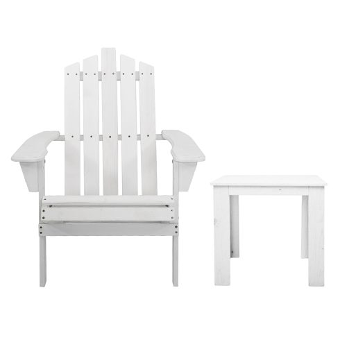Outdoor Sun Lounge Beach Chairs Table Setting Wooden Adirondack Patio Chair White