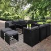 11 Piece PE Wicker Outdoor Dining Set – Black