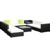 11PC Sofa Set with Storage Cover Outdoor Furniture Wicker