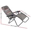 Set of 2 Zero Gravity Chairs Reclining Outdoor Furniture Sun Lounge Folding Camping Lounger Grey