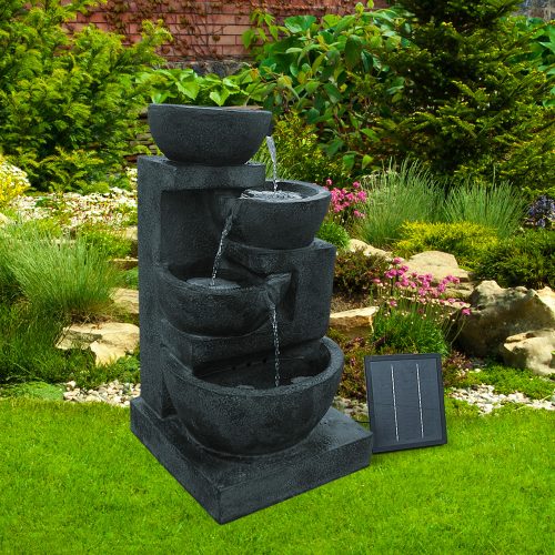 4 Tier Solar Powered Water Fountain with Light – Blue