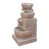4 Tier Solar Powered Water Fountain with Light – Sand Beige