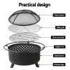Fire Pit BBQ Grill Smoker Portable Outdoor Fireplace Patio Heater Pits 30″