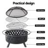 Fire Pit BBQ Charcoal Grill Ring Portable Outdoor Kitchen Fireplace 32″