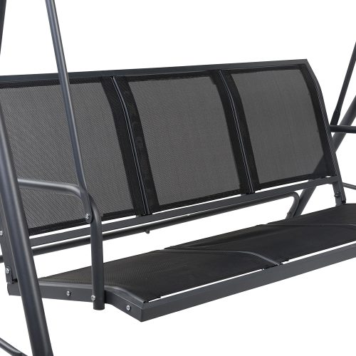 Swing Chair Outdoor Furniture Hanging Chairs Hammock 3 Seater Canopy Garden Bench Seat Patio Lounger Cushion Backyard Park Black