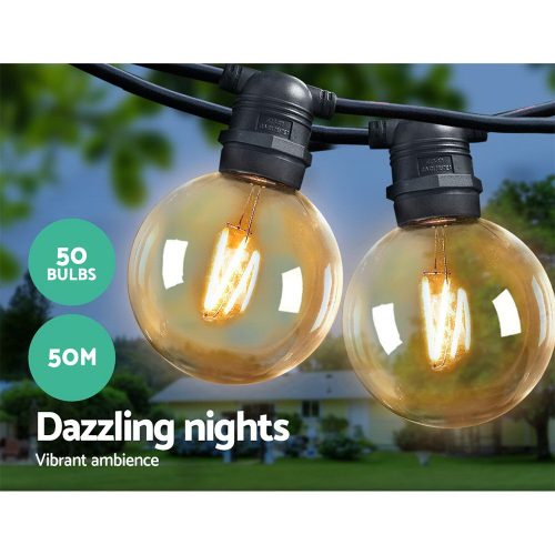 50m LED Festoon String Lights 50 Bulbs Kits Wedding Party Christmas G80