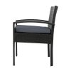 Set of 2 Outdoor Dining Chairs Wicker Chair Patio Garden Furniture Lounge Setting Bistro Set Cafe Cushion Black