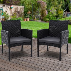 2PC Outdoor Dining Chairs Patio Furniture Rattan Lounge Chair XL Ezra