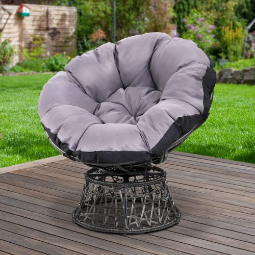 Outdoor Papasan Chairs Lounge Setting Patio Furniture Wicker Black
