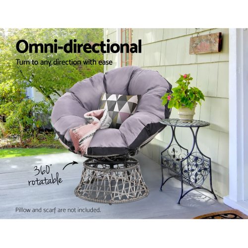 Outdoor Papasan Chairs Lounge Setting Patio Furniture Wicker Grey