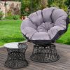 Outdoor Papasan Chairs Table Lounge Setting Patio Furniture Wicker Black