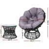 Outdoor Lounge Setting Papasan Chairs Table Patio Furniture Wicker Black